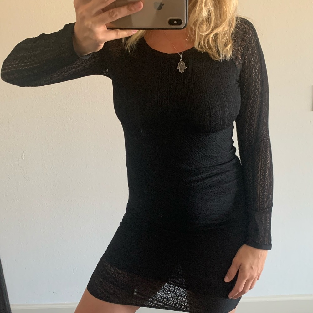 Gryphon bodycon mesh overlay sz 8 black dress